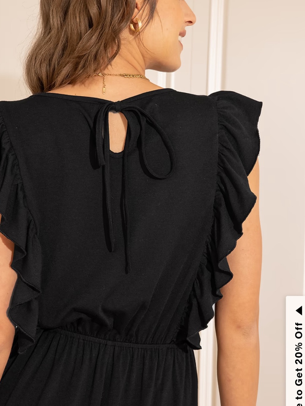 Black V‑Neck Ruffled Jersey Romper Small NWT | Soft Stretch | Flattering Fit - Picture 2 of 6